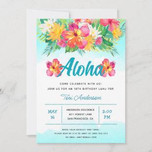 Aloha Tropical Luau Birthday Party Invitation