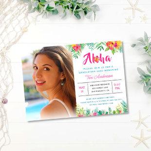 Aloha Tropical Luau Graduation Party Photo Invitation