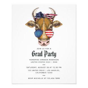 American Cow Graduation Photo Invitation Flyer
