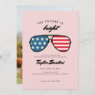 American Flag Graduation Party Sunglasses Future I Invitation