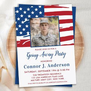American Flag Photo Military Going Away Party Invitation