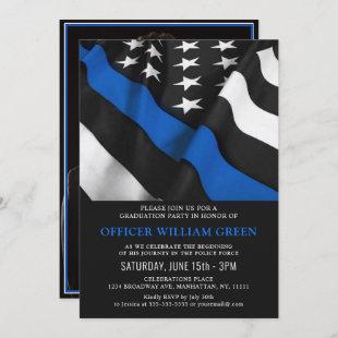 American Flag Police PHOTO Graduation Party Event Invitation