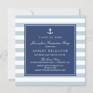 Anchor and Stripes | Light Blue Baby Shower Invitation