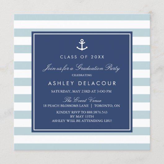 Anchor and Stripes | Light Blue Baby Shower Invitation