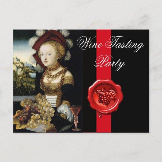 ANTIQUE VINEYARD GRAPES AND WINE ,RED WAX SEAL POSTCARD