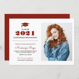 Any Year or Color - Simple Photo Graduation  Invitation