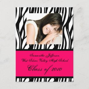 Any Year ~ Pink Zebra Photo Graduation Invitation