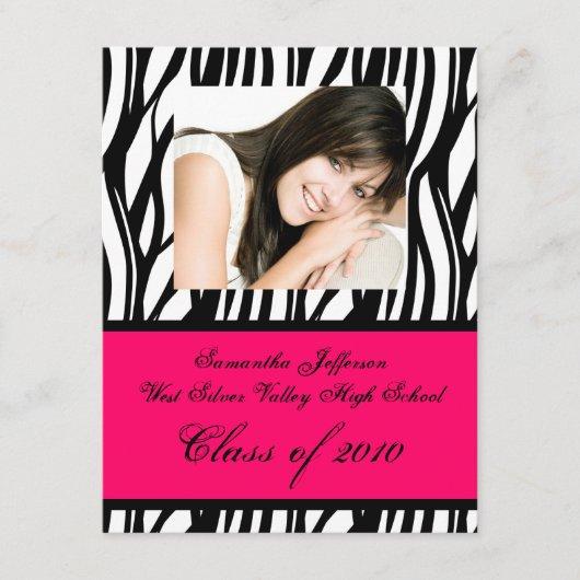 Any Year ~ Pink Zebra Photo Graduation Invitation