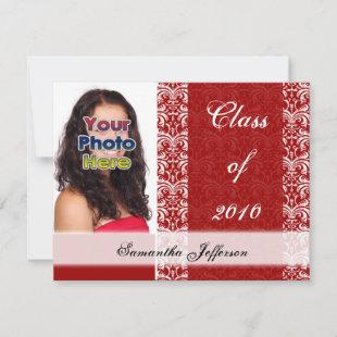 Any Year~ Red White Lace Graduation Announcement