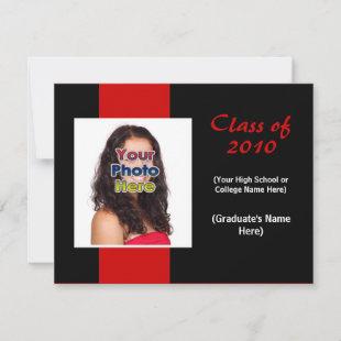 Any Year, Simple Red/Black Graduation Announcement