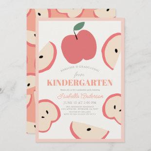 Apple Photo Pink Girl Kindergarten Graduation Invitation