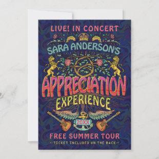 Appreciation Band Retro 70s Concert Ticket Theme Invitation