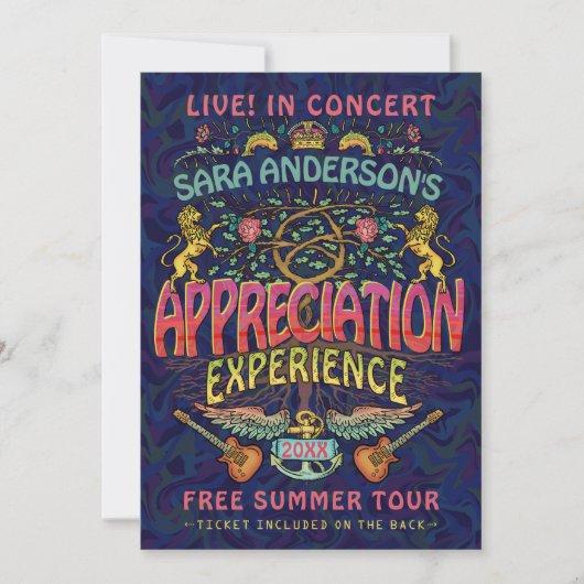 Appreciation Band Retro 70s Concert Ticket Theme Invitation