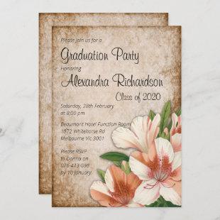 Apricot Lilies Vintage Graduation Invitation
