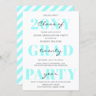 Aqua Typography Modern Online Graduation Party  Invitation