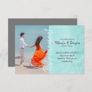 Aquamarine Wedding Postponement Card