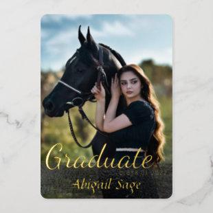 Arabian Horse Gold Foil Photo Graduation Foil Invitation