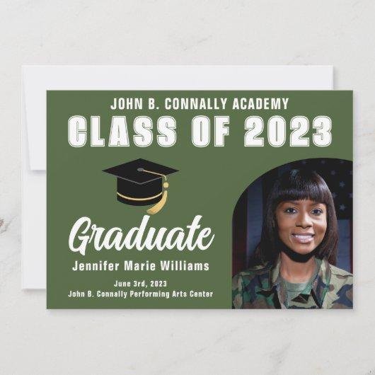 Army Green Graduate Photo 2023 Military Graduation Announcement