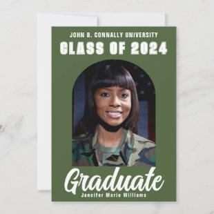 Army Green Graduate Photo Modern Arch Graduation Announcement