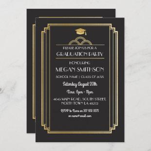 Art Deco Graduation Party Invite Gold 1920s Gatsby