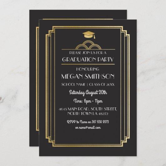 Art Deco Graduation Party Invite Gold 1920s Gatsby