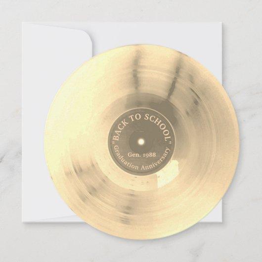 Artistic vinyl record plate retro style gold announcement