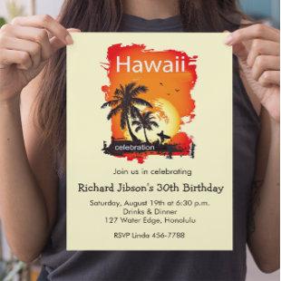 Artsy Hawaii Beach Sunset Party Invitation