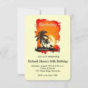 Artsy Tropical Beach Sunset Party Invitation