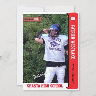 Autographed Trading Card Grad Invitations - red