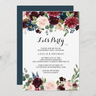 Autumn Rustic Dazzling Burgundy Let's Party Invitation