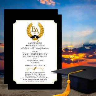 BA - Bachelor of Arts Degree College Graduation Invitation