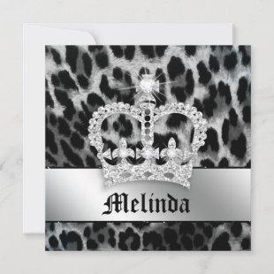 Bachelorette Party Invite Leopard Black Crown