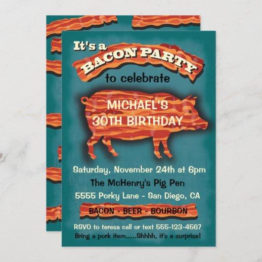 Bacon Pork Pig Party Invitation