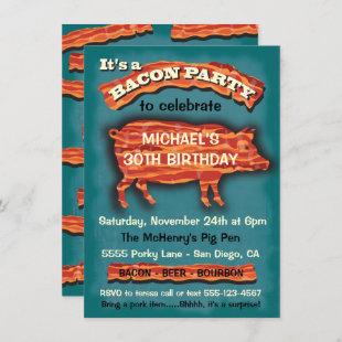Bacon Pork Pig Party Invitation
