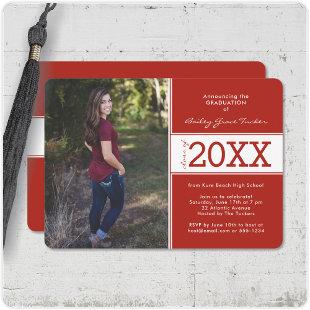Banner Class of Any Year Red Graduation Invitation