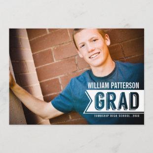 Banner Grad Guy Photo Graduation Party Invitation