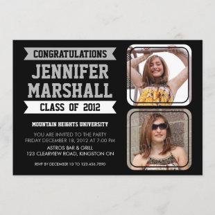 Banners and Photo Cutouts Grad Invitation - Black