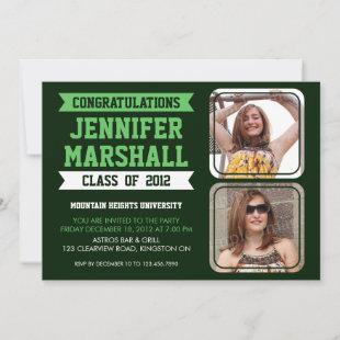 Banners and Photo Cutouts Grad Invitation - Green