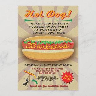 Barbecue Housewarming Hot dog party invitation