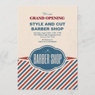 Barber Shop Stripes Grand Opening Announcement