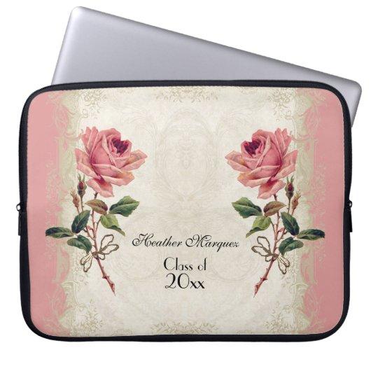 Baroque Style Vintage Rose Lace Laptop Sleeve