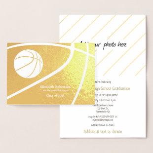 Basketball athlete sports graduation party foil card