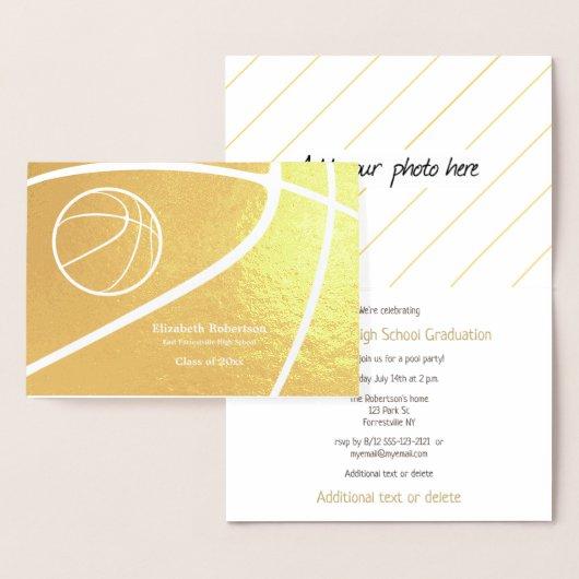 Basketball athlete sports graduation party gold foil card