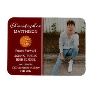 Basketball Player Photo Dk Red | White Graduation Magnet