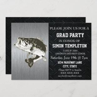 Bass Fishing Highschool College Graduation Party Invitation