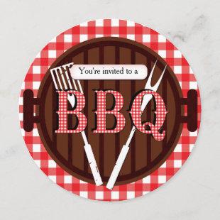BBQ Cookout Barbecue Gingham Country Invitation
