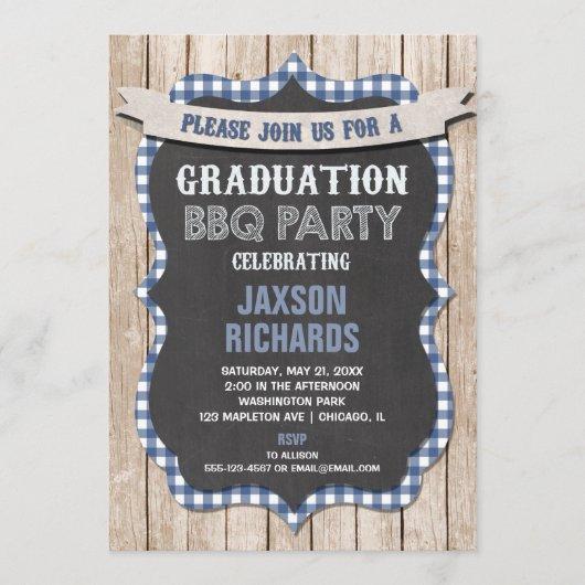 BBQ Graduation, blue picnic party graduation Invitation