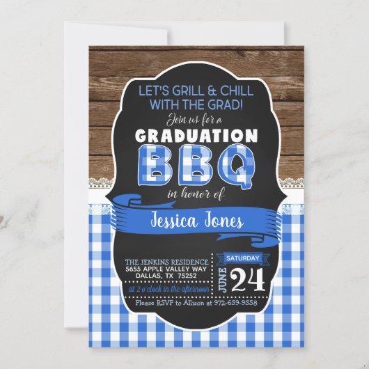 BBQ Graduation Party Invitation - Blue