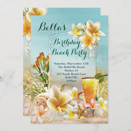 Beach and Luau Party Invitations