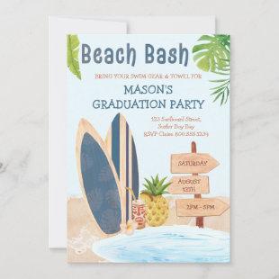 Beach Bash Graduation Party Surfboard Invitation